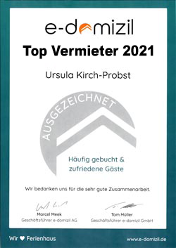unikum-Ferienwohnungen wurde von e-domizil als Top-Vermieter 2021 ausgezeichnet!
